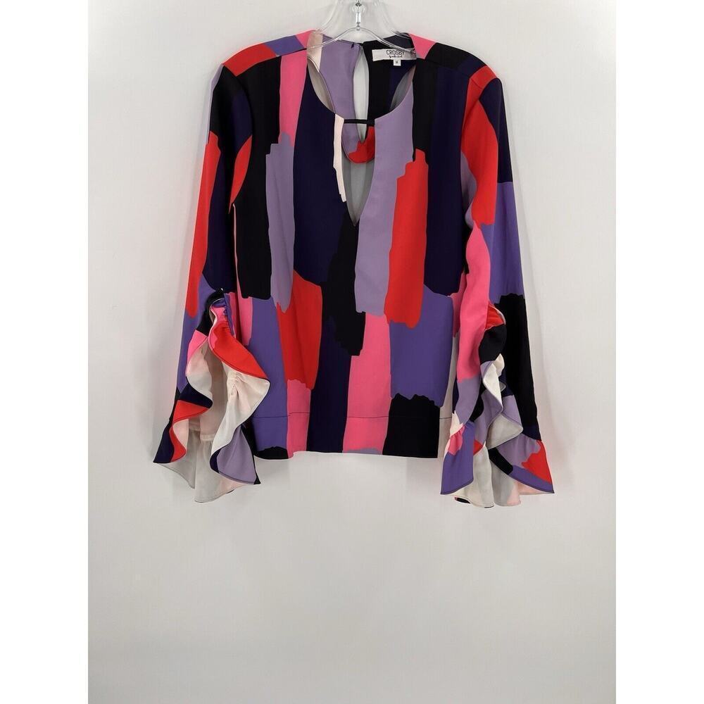 Crosby - Abstract Brushstroke Blouse in Purple, Pink, Red, Black, Cream